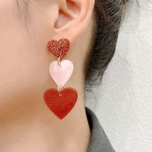 Heart Dangle Earrings - Picture 1 of 1